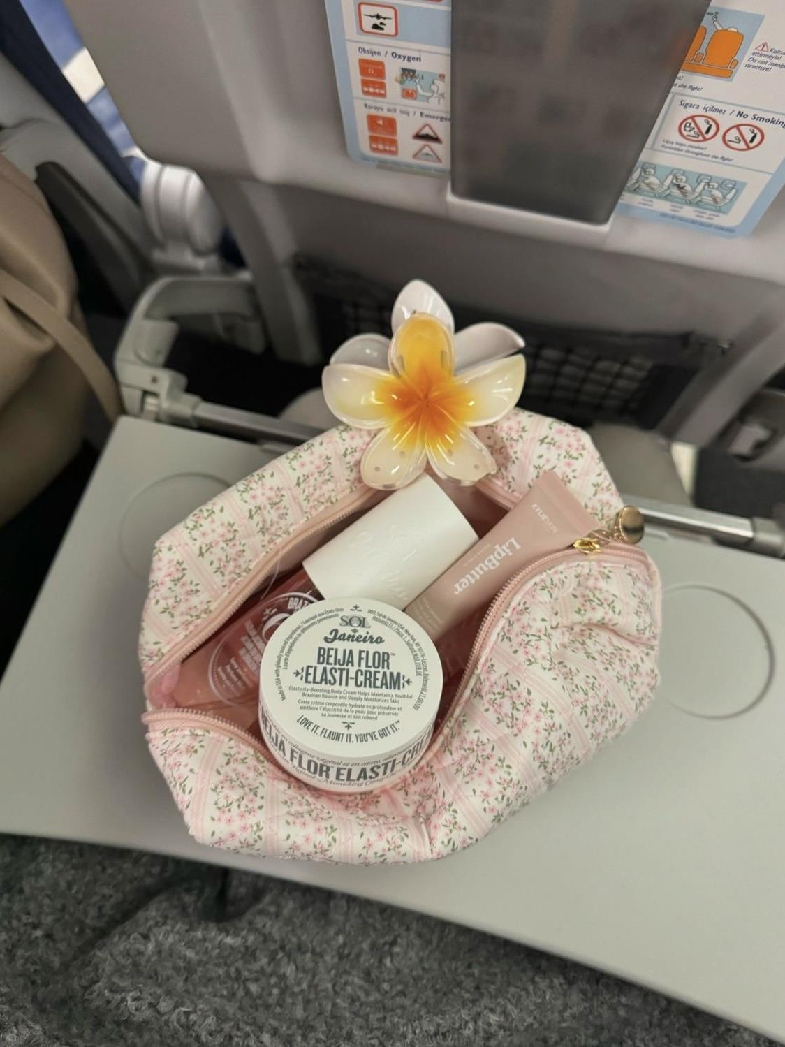 ÇİÇEK DESENLİ PEMBE BÜYÜK BOY MAKYAJ ÇANTASI