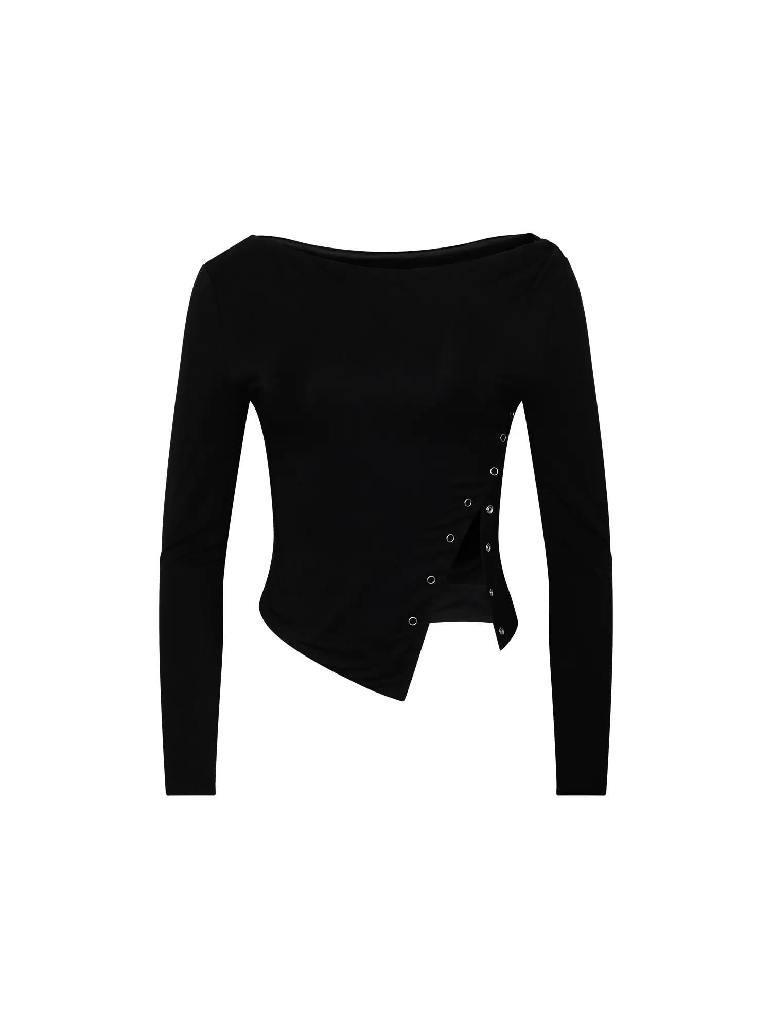 ÇITÇIT DETAYLI SİYAH BLUZ