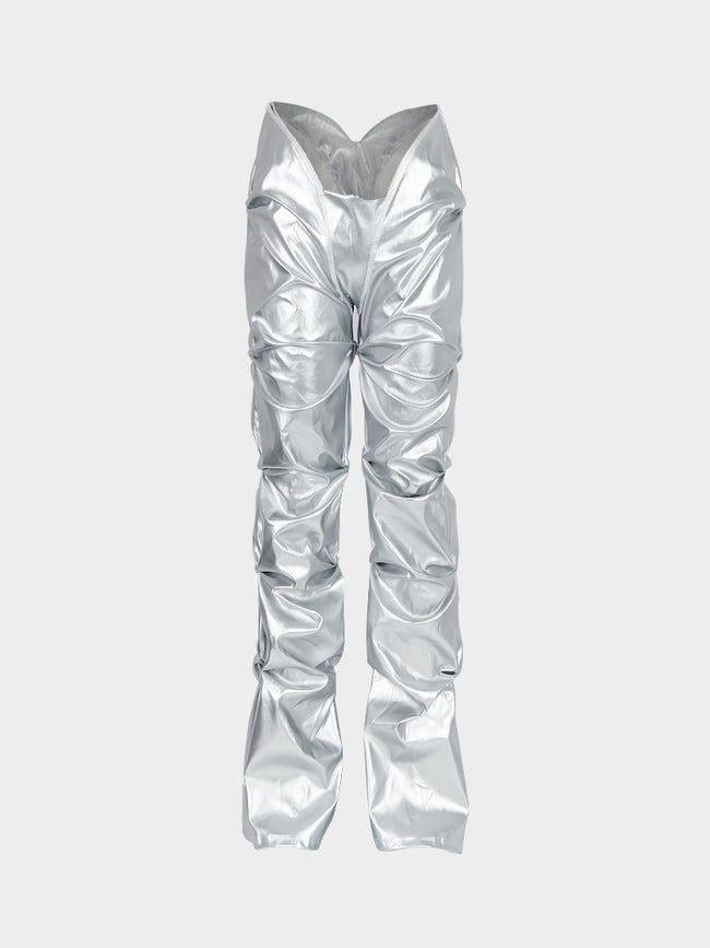 DARE METALİK SILVER V KESİM PANTOLON