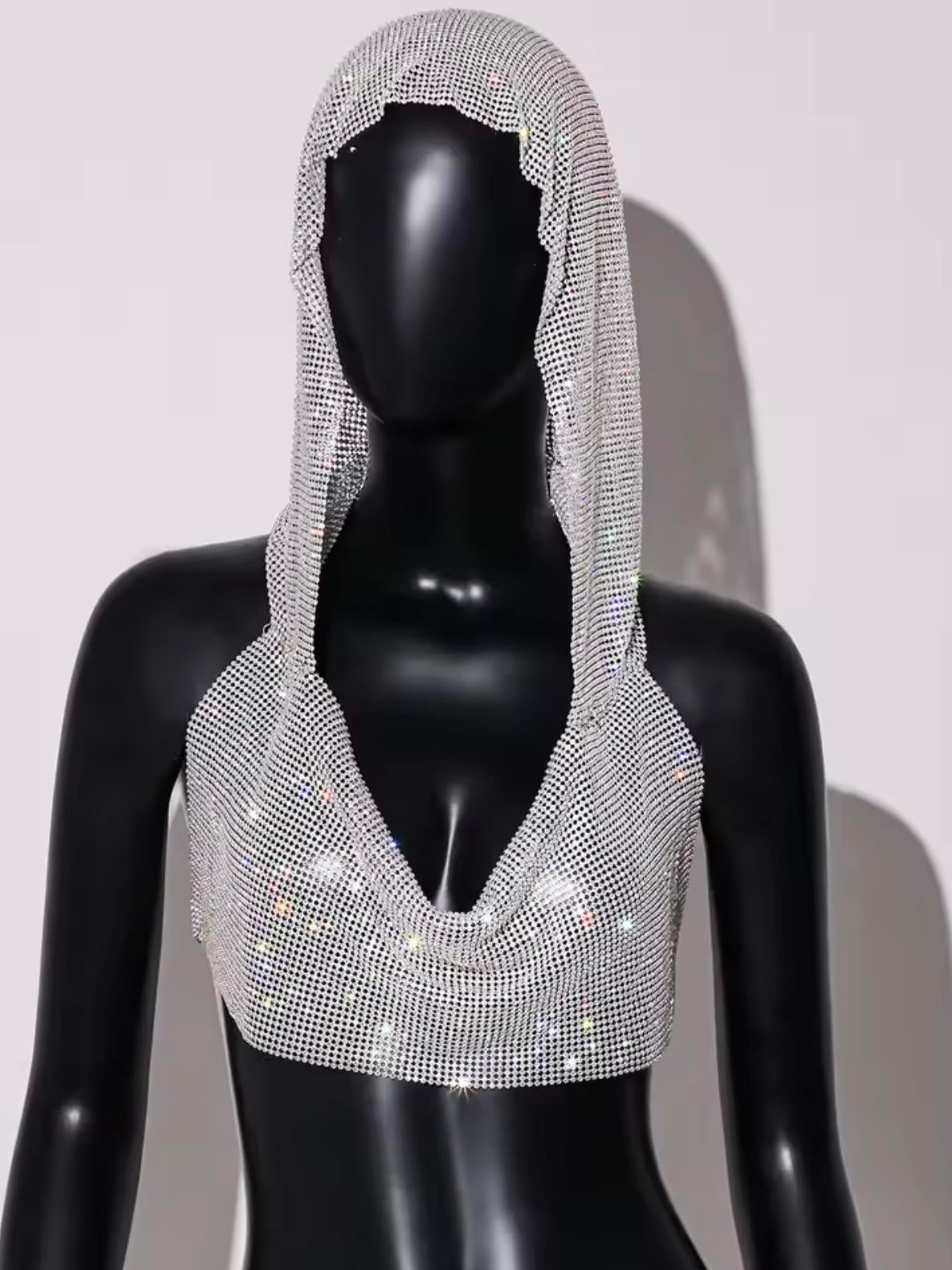 Kapüşonlu Chainmail Silver Mini Büstiyer