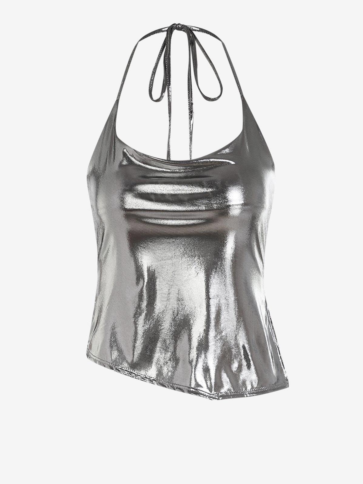 METALİK SILVER ASİMETRİK BLUZ