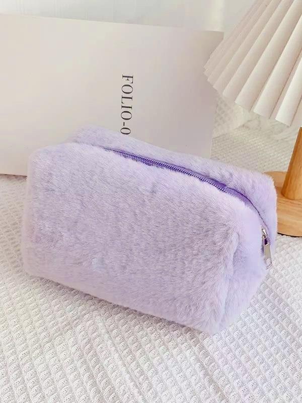 TÜYLÜ SUNİ KÜRK MAKYAJ ÇANTASI - MOR