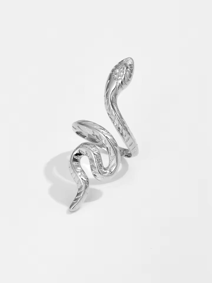 Zirkon Silver Yılan Yüzük / 925 Ayar Gümüş