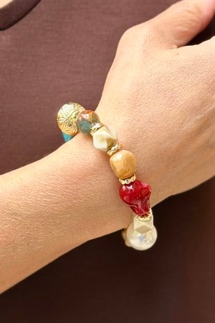 Kırmızı Taş Görünümlü Bileklik