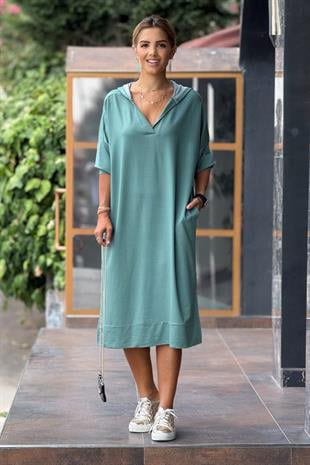 Mint Yeşili Sweat Elbise - Modal Kumaş