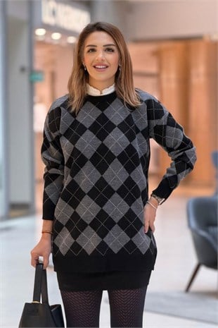 Siyah Gri Oxford Kazak