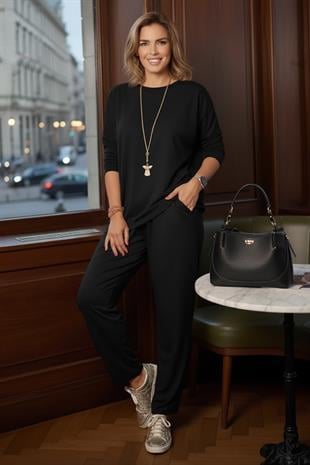 Siyah Lucky Pantolon Bluz Takım