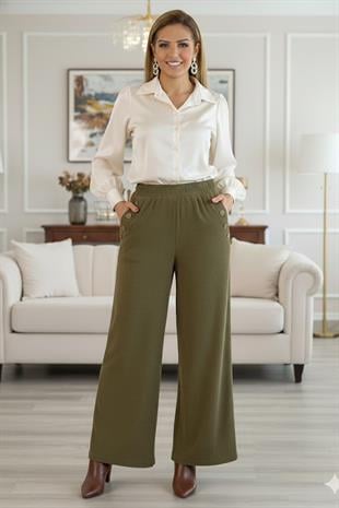 Yağ Yeşili Kadife Pantolon