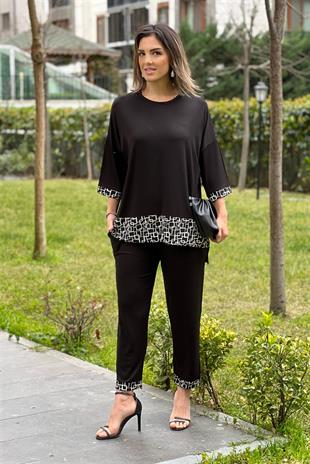 Zincir Garnili Pantolon Bluz İkili Takım
