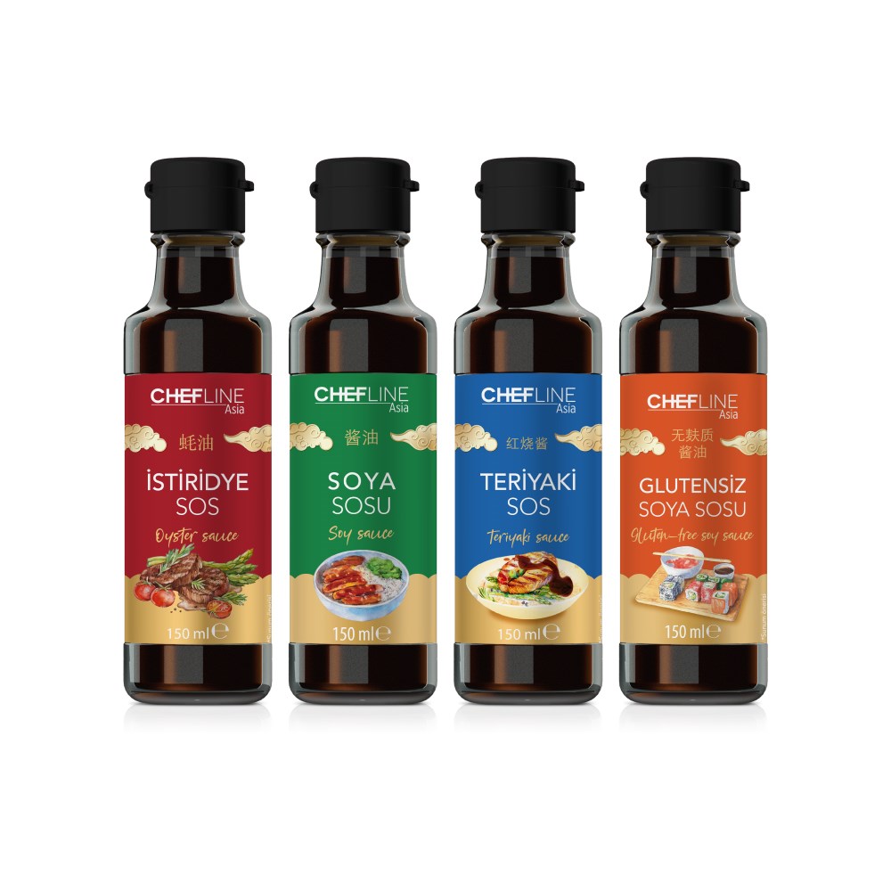 Vegan glutensiz Soya150ml+İstiridyeSos150ml+SoyaSosu 150ml+TeriyakiSos150ml