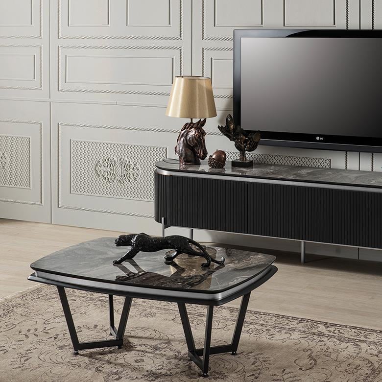 Tesla Black Silver Orta Sehpa - Mazello Mobilya'da