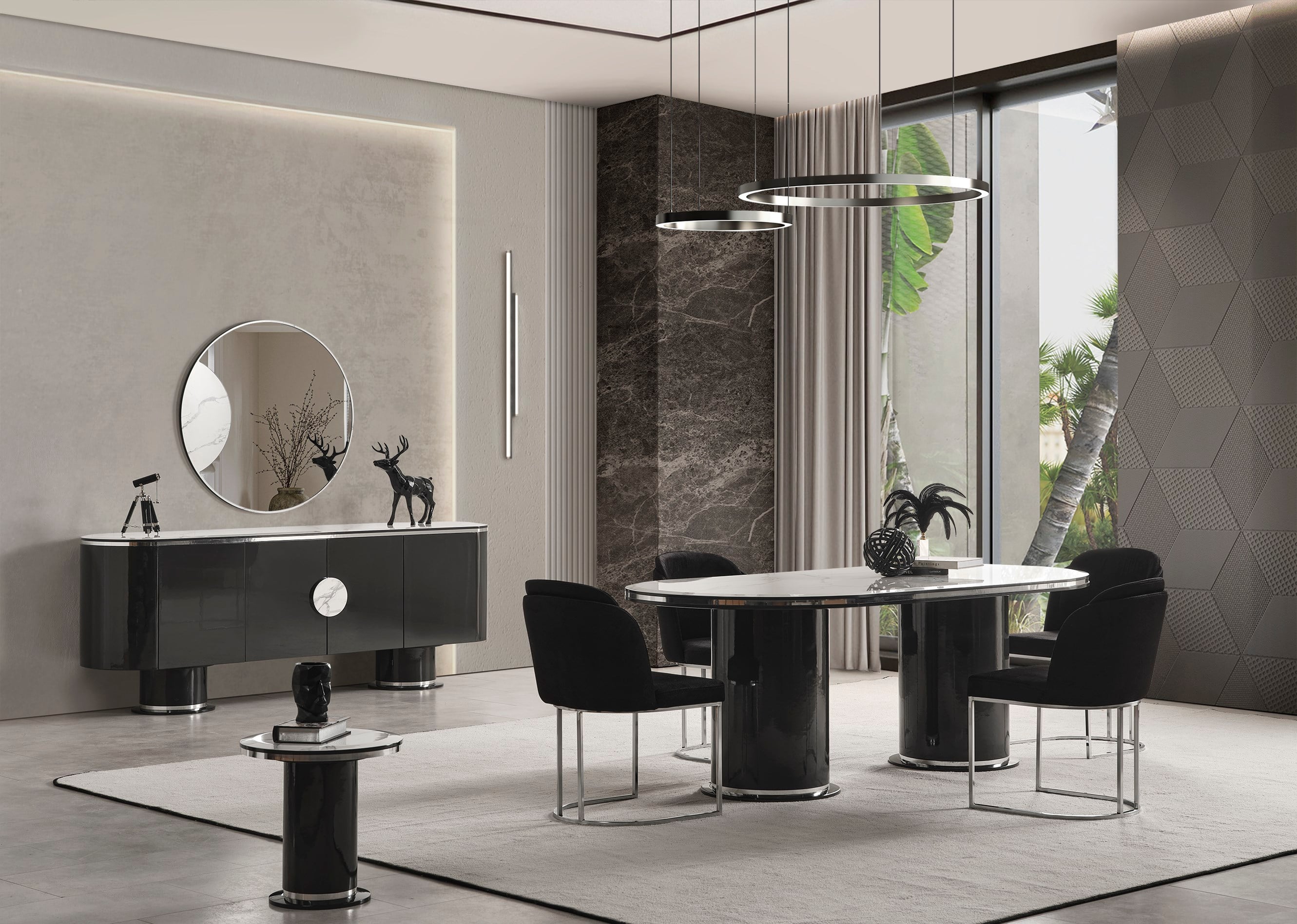 Cartier Antrasit Yemek Odası Takımı - Mazello Mobilya'da