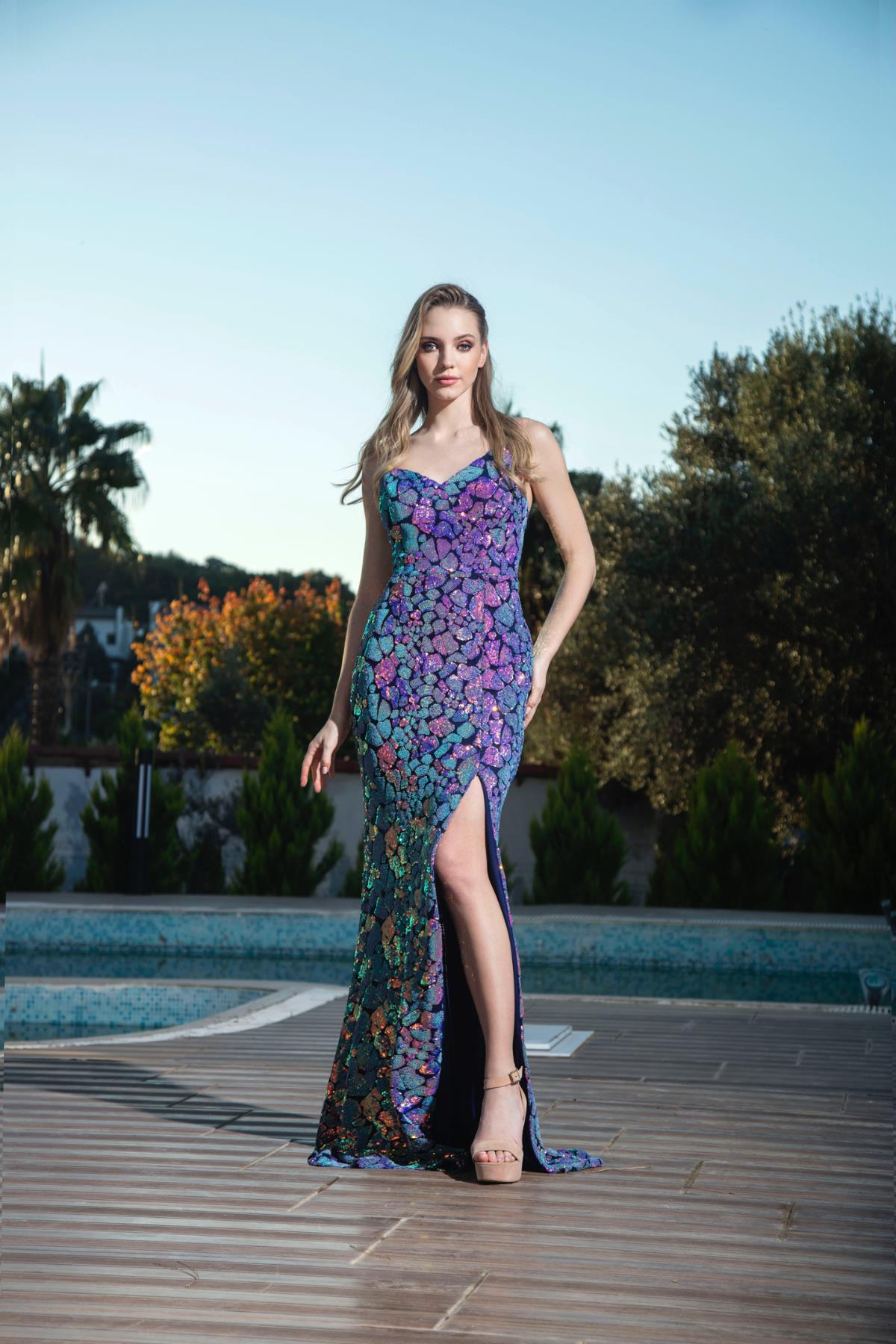 5746JPAY JANE PAYETLİ ELBİSE