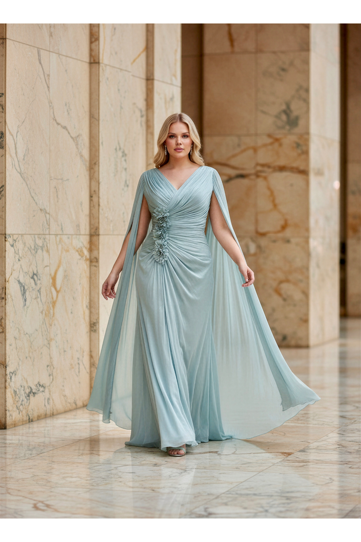 KOLLU ŞİFON ELBİSE