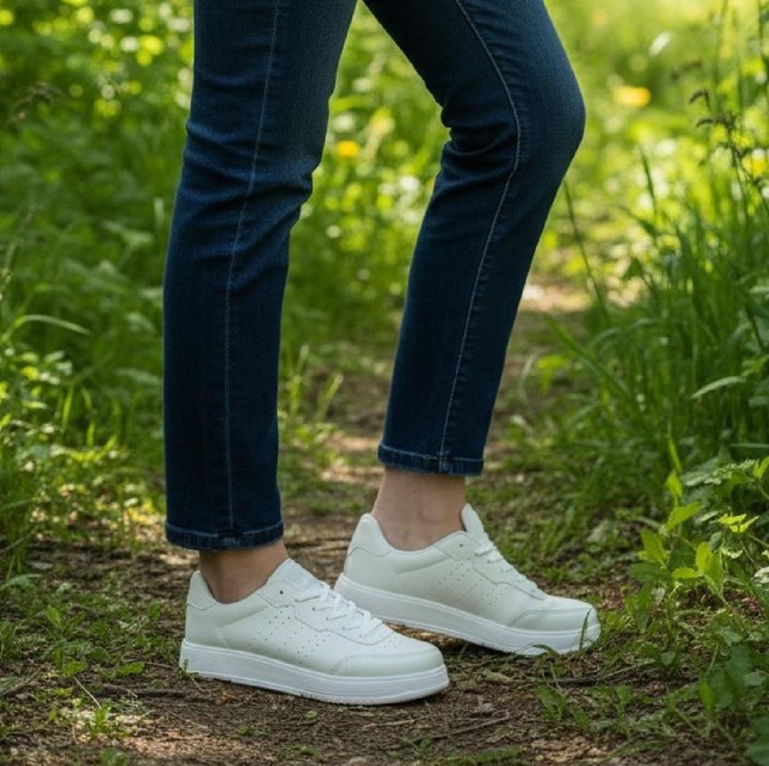 Darkstep 158 Beyaz Cilt Düz Taban Spor Ayakkabı