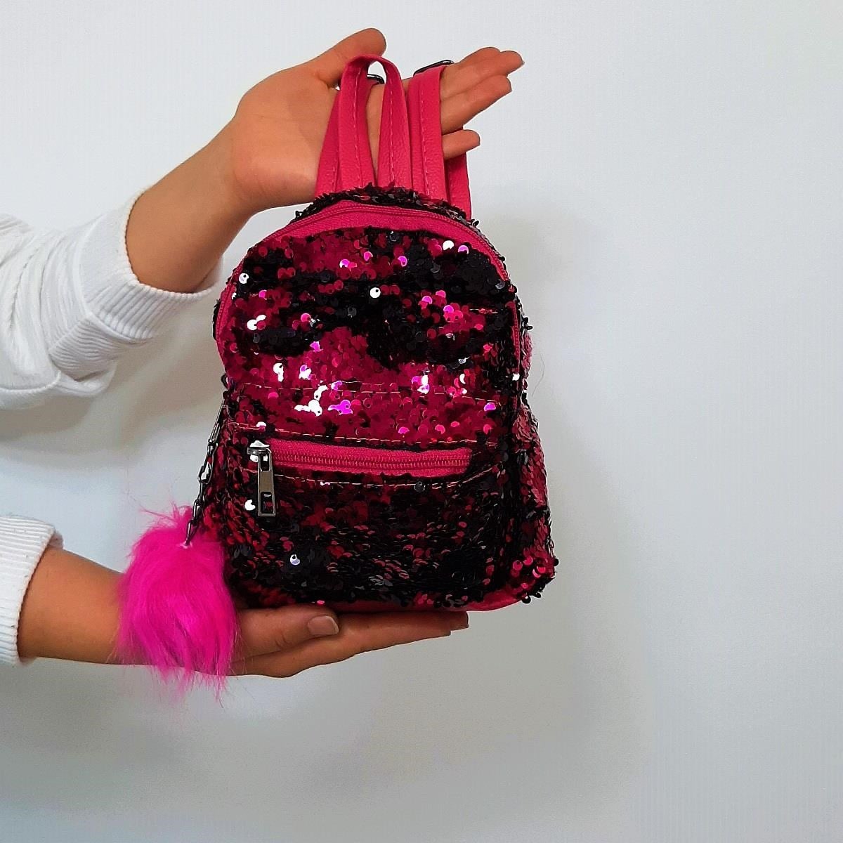 Fiyra crn Fuşya Pullu Kız Çocuk Sırt Çantası (16cmx20cmx10cm)