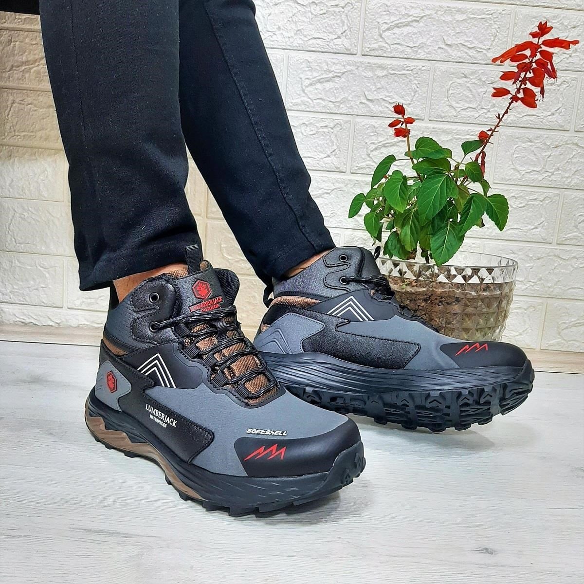 Lumberjack Burk Gri-Siyah Waterproof Outdor Erkek Bot