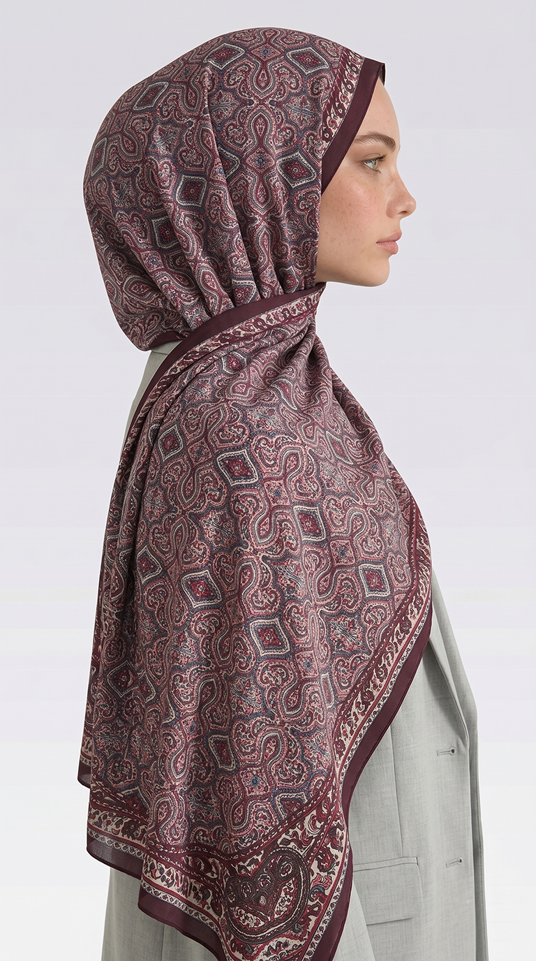 AHENK DESENLİ COTTON ŞAL - SİYAH / KIRMIZI