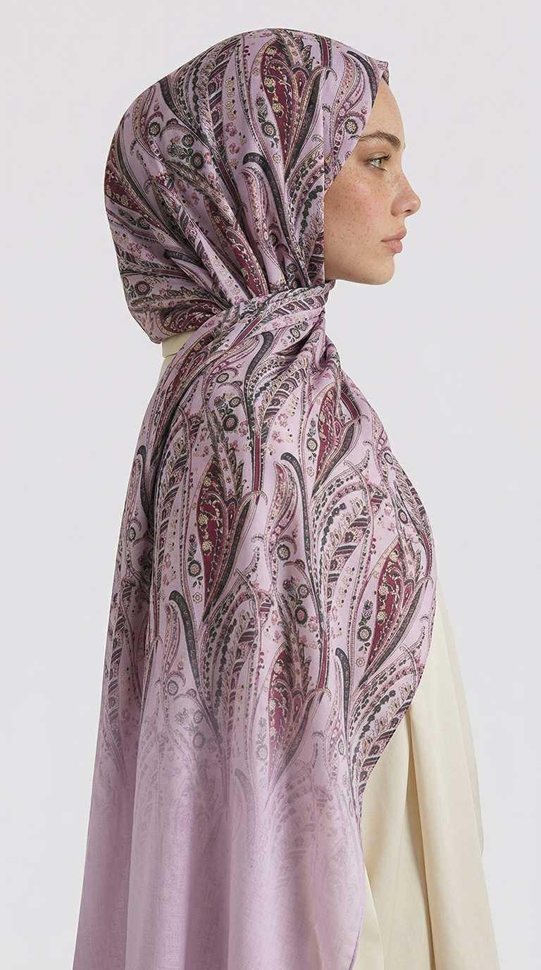 ALMERA DESENLİ COTTON ŞAL - TOZ PEMBE / KIRMIZI