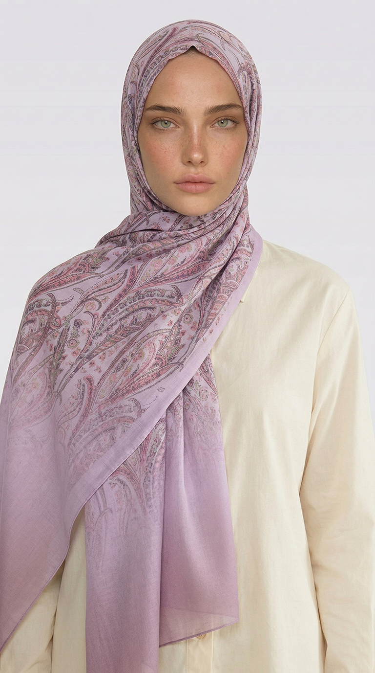 ALMERA DESENLİ COTTON ŞAL - TOZ PEMBE