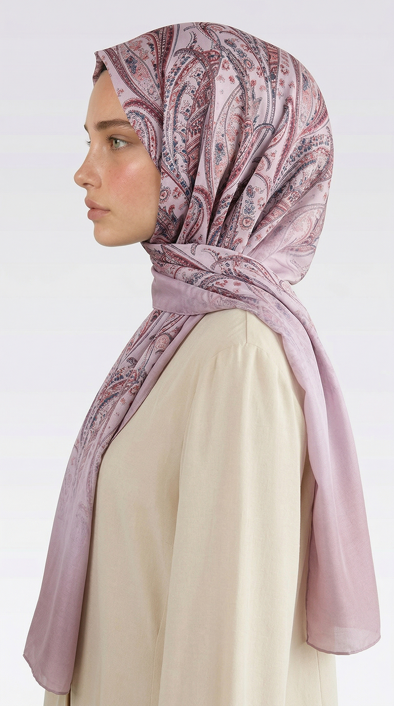 ALMERA DESENLİ COTTON ŞAL - TOZ PEMBE