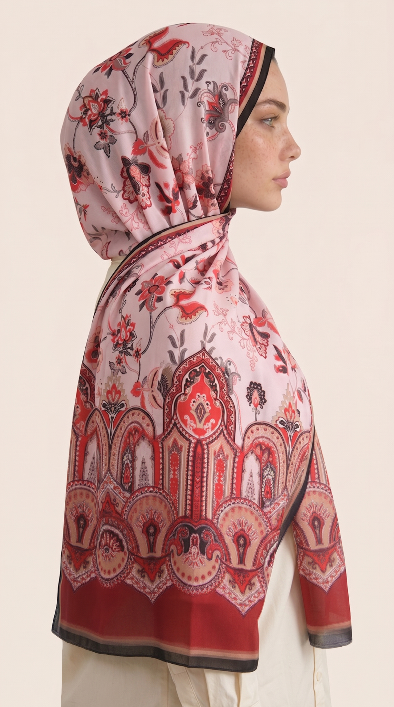 ALYA ETNİK DESENLİ COTTON ŞAL - KIRMIZI 