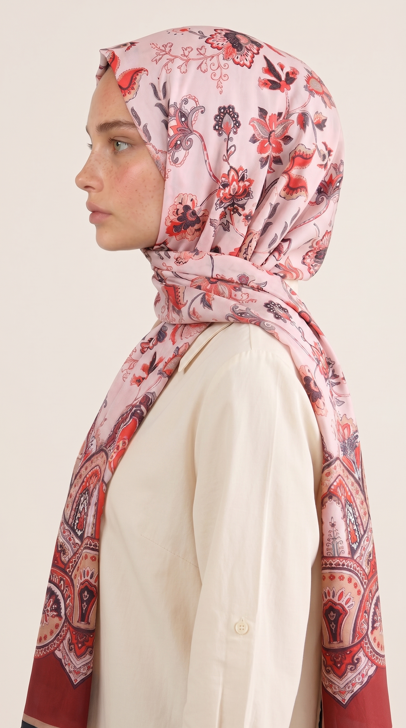 ALYA ETNİK DESENLİ COTTON ŞAL - KIRMIZI 