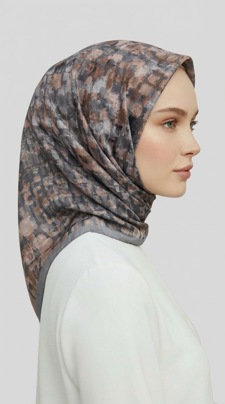 CANVAS DESENLİ RAYON EŞARP - GRİ 