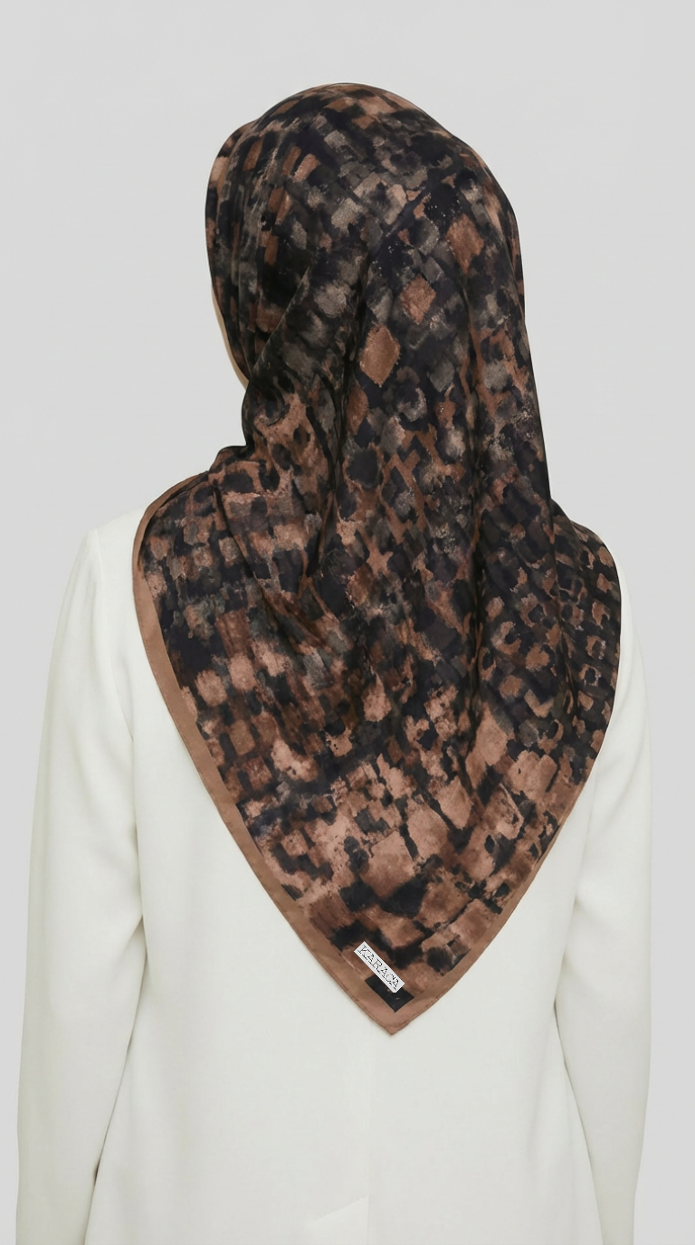 CANVAS DESENLİ RAYON EŞARP - KREM / MÜRDÜM