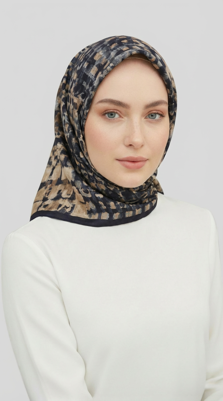 CANVAS DESENLİ RAYON EŞARP - SİYAH