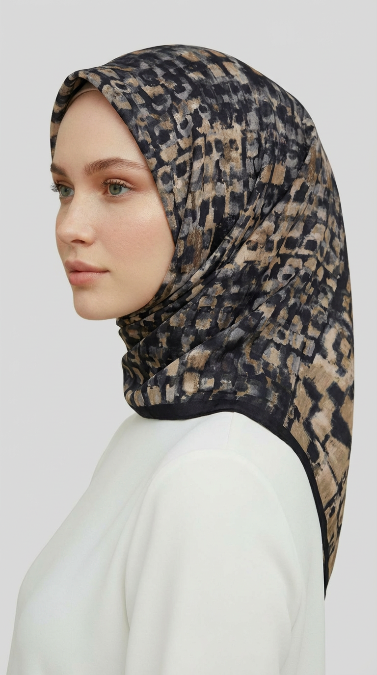 CANVAS DESENLİ RAYON EŞARP - SİYAH