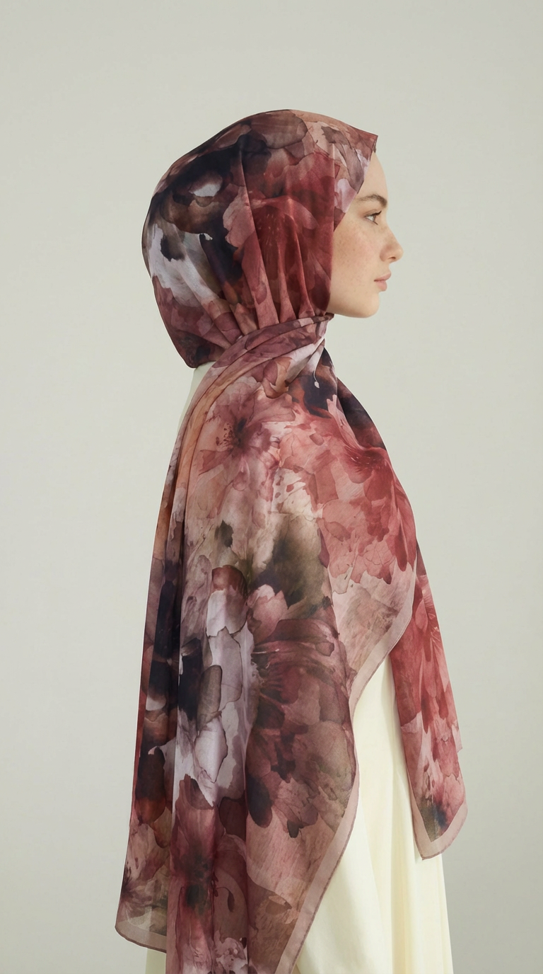 ÇİÇEK DESENLİ COTTON ŞAL - KAHVERENGİ / BEJ