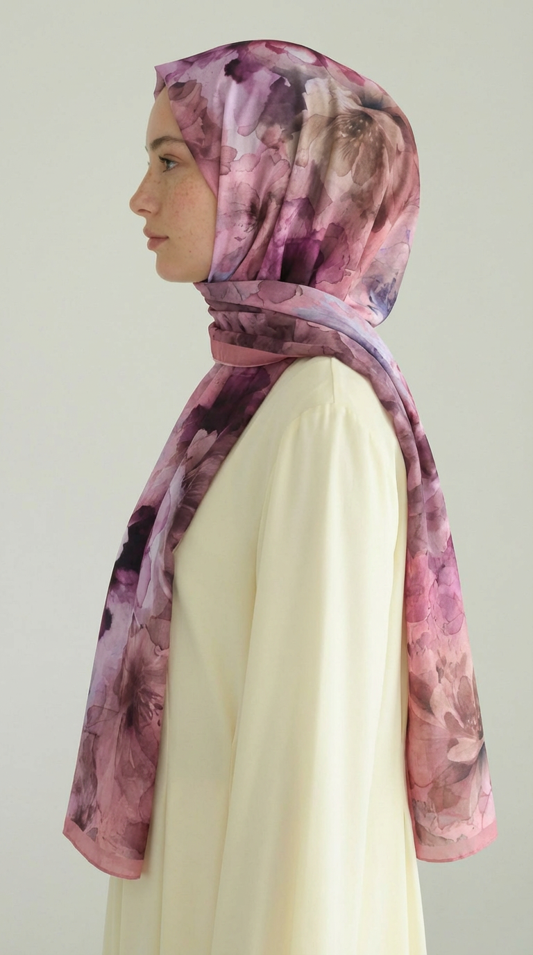 ÇİÇEK DESENLİ COTTON ŞAL -PEMBE