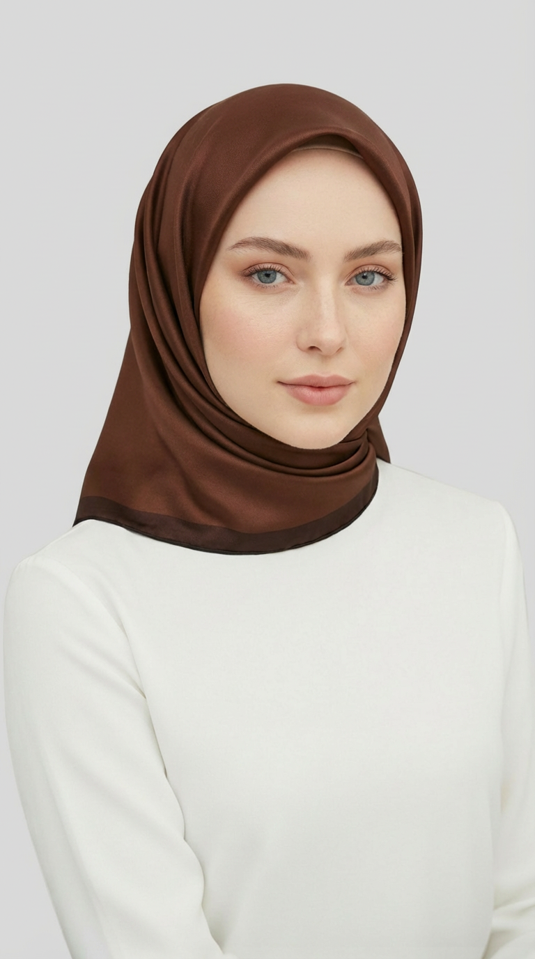 DÜZ TWİL POLYESTER EŞARP - ACI KAHVE