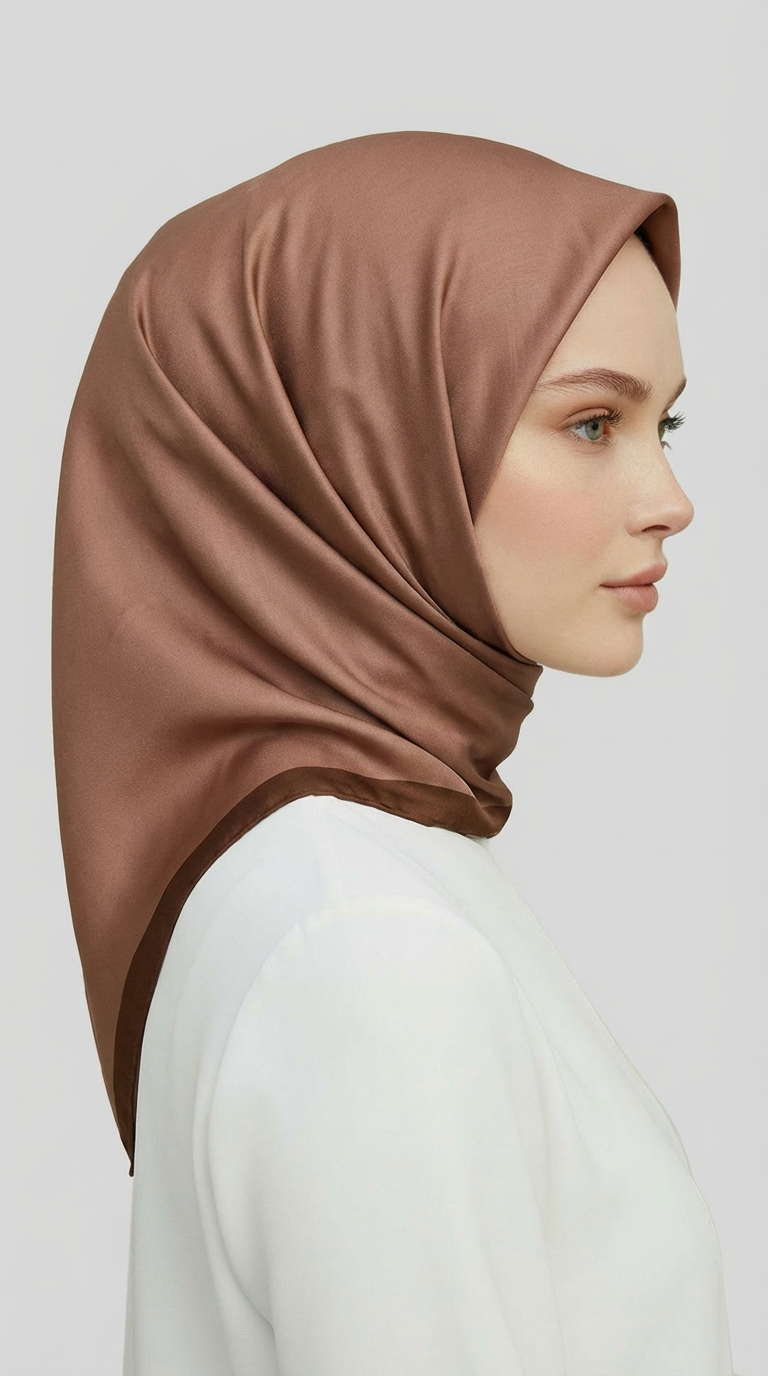 DÜZ TWİL POLYESTER EŞARP - KAHVERENGİ