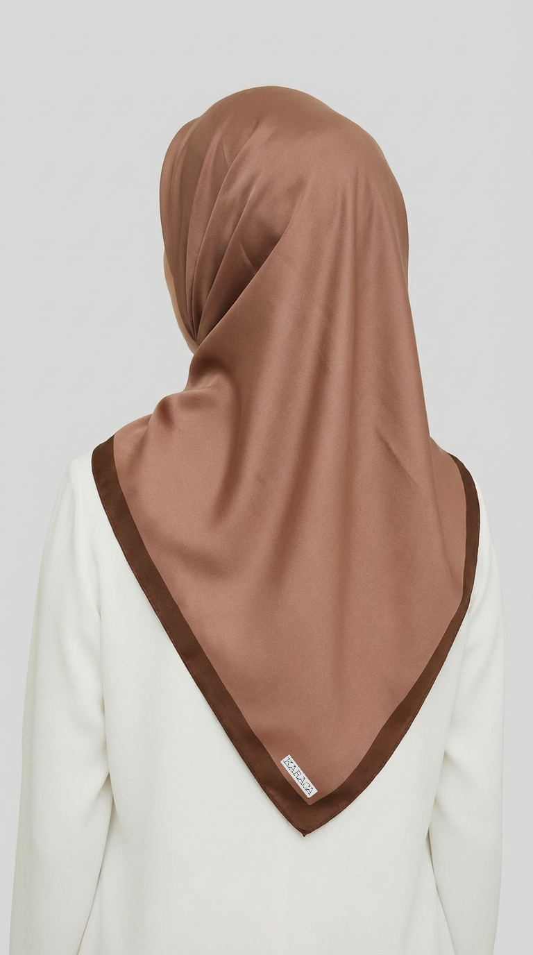 DÜZ TWİL POLYESTER EŞARP - KAHVERENGİ