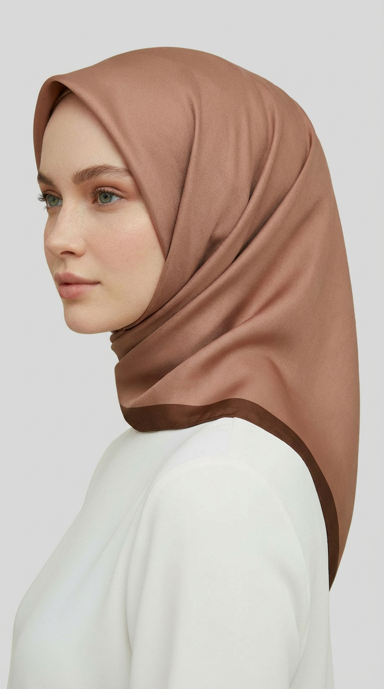 DÜZ TWİL POLYESTER EŞARP - KAHVERENGİ