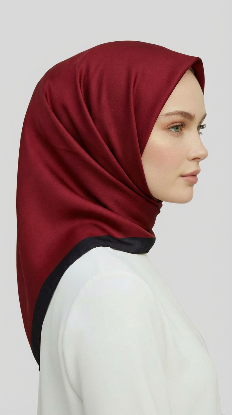 DÜZ TWİL POLYESTER EŞARP - KIRMIZI