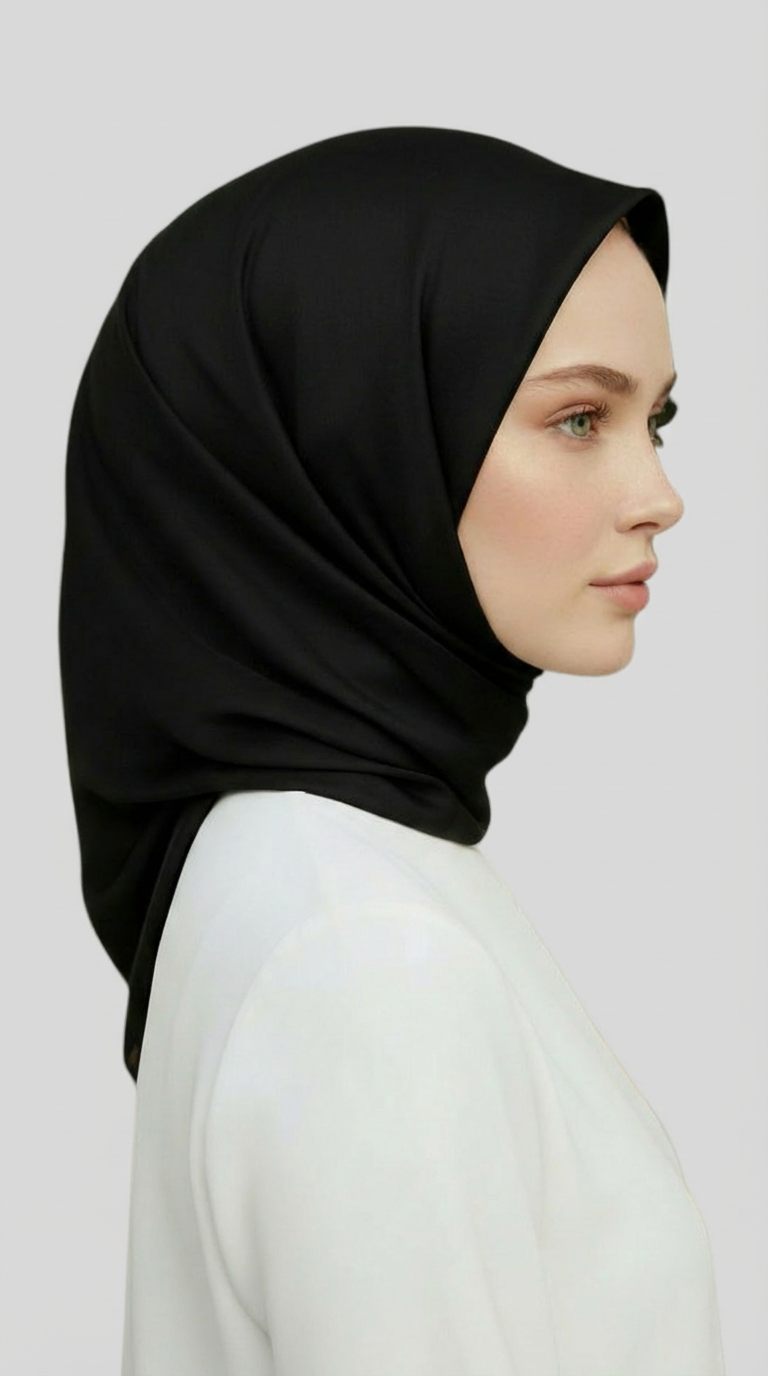 DÜZ TWİL POLYESTER EŞARP -  SİYAH