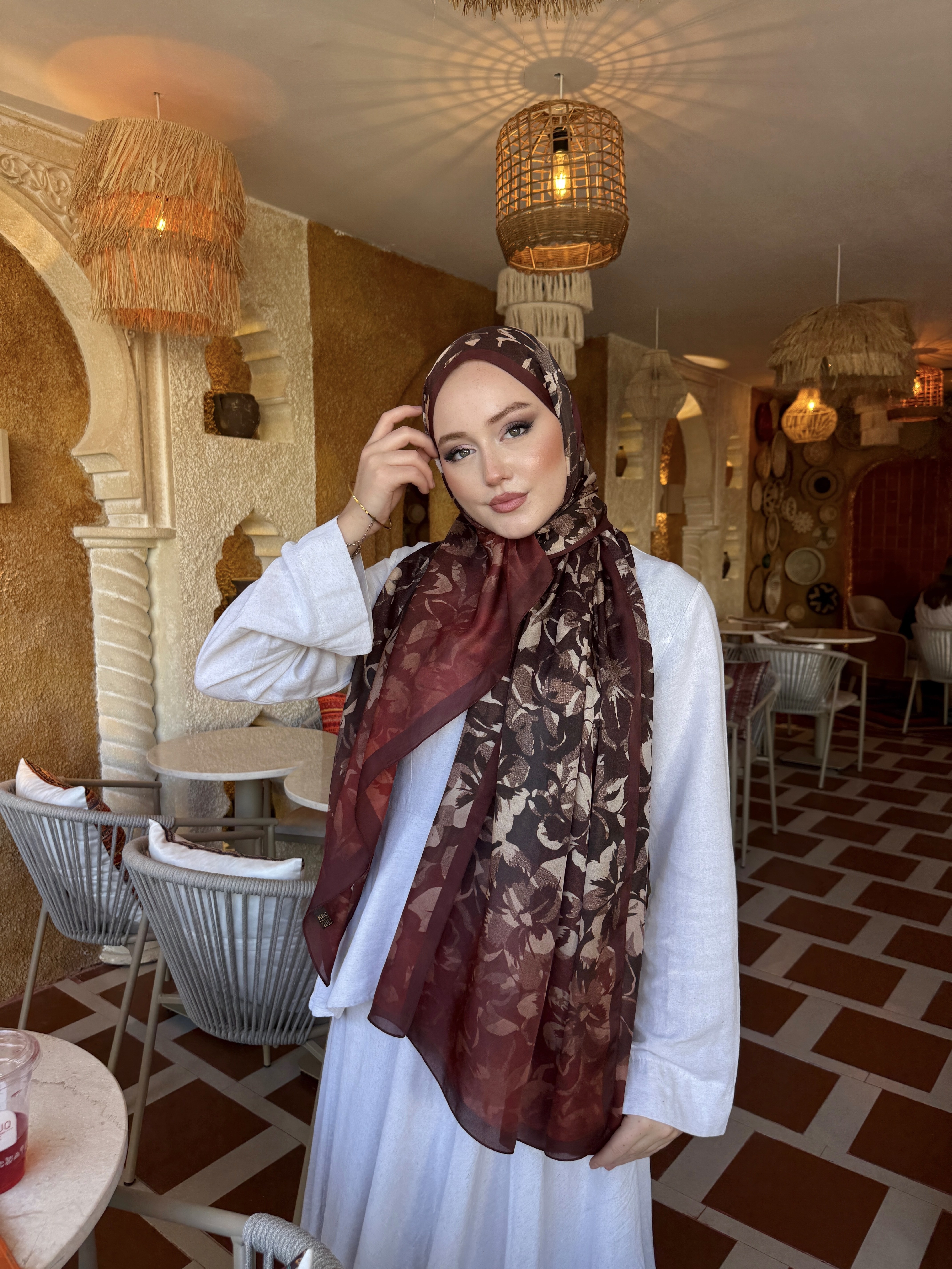 ELARA VUAL İPEK ŞAL - BORDO 
