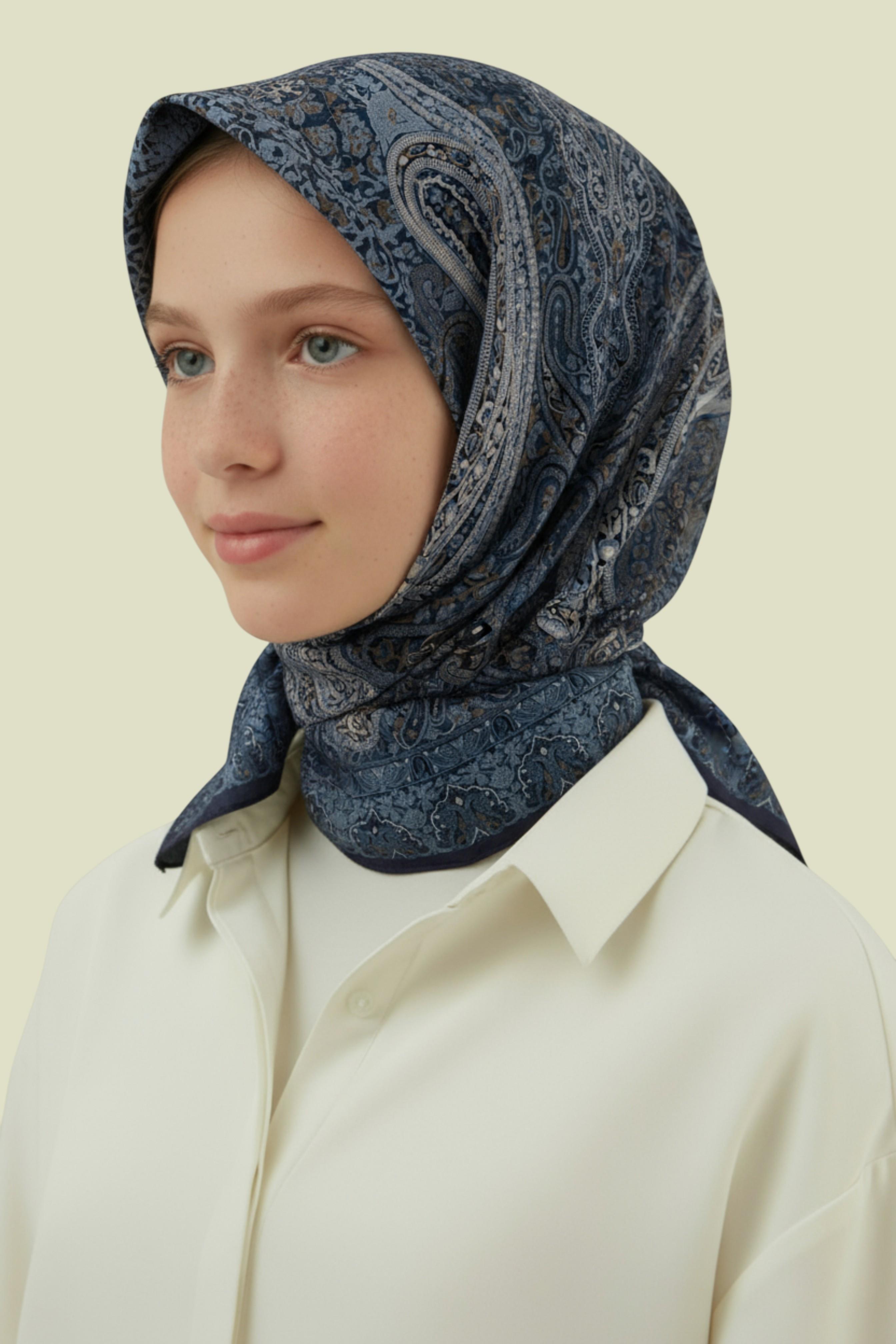 ETNİK DESEN  120 CM COTTON EŞARP - LACİVERT 