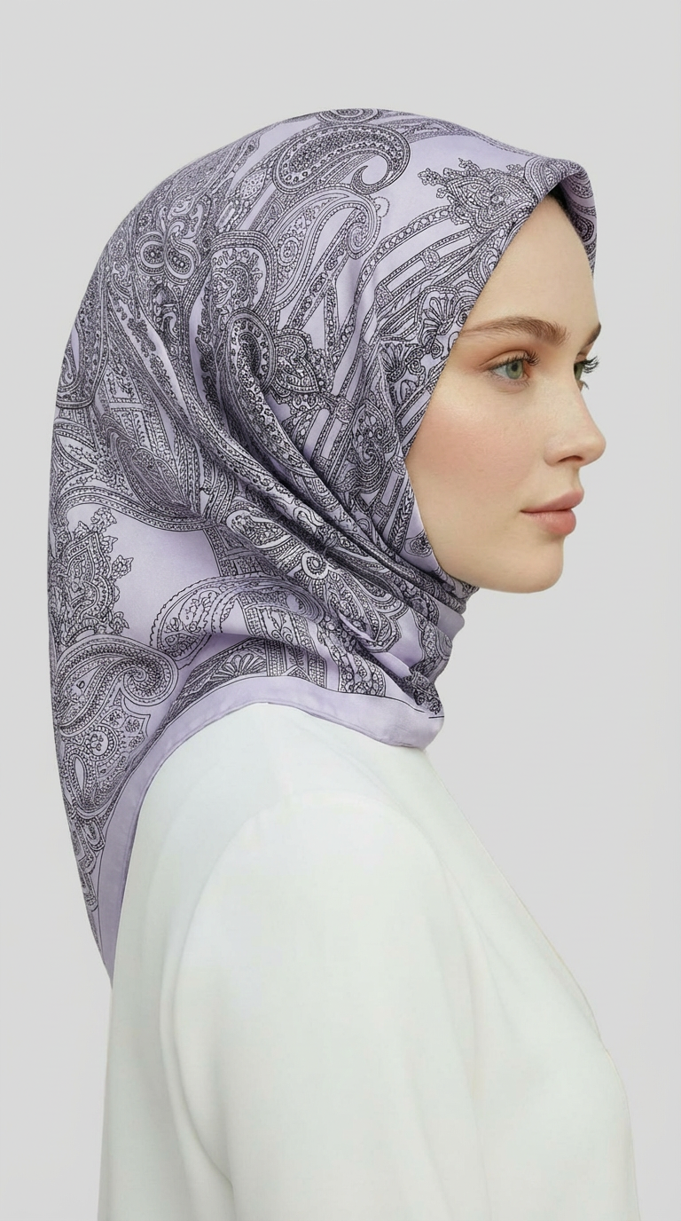 ETNİK DESEN TWİL POLYESTER EŞARP - GRİ