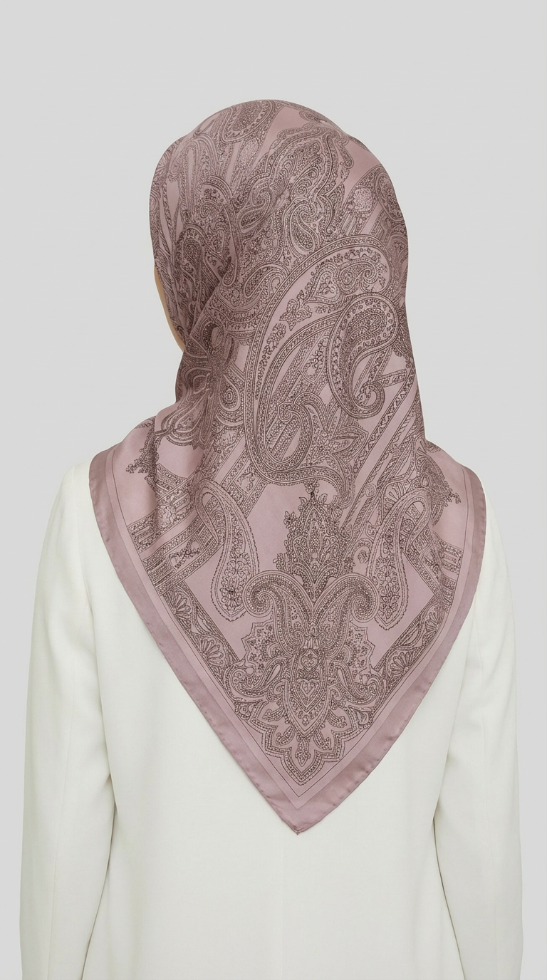 ETNİK DESEN TWİL POLYESTER EŞARP -  TOZ PEMBE