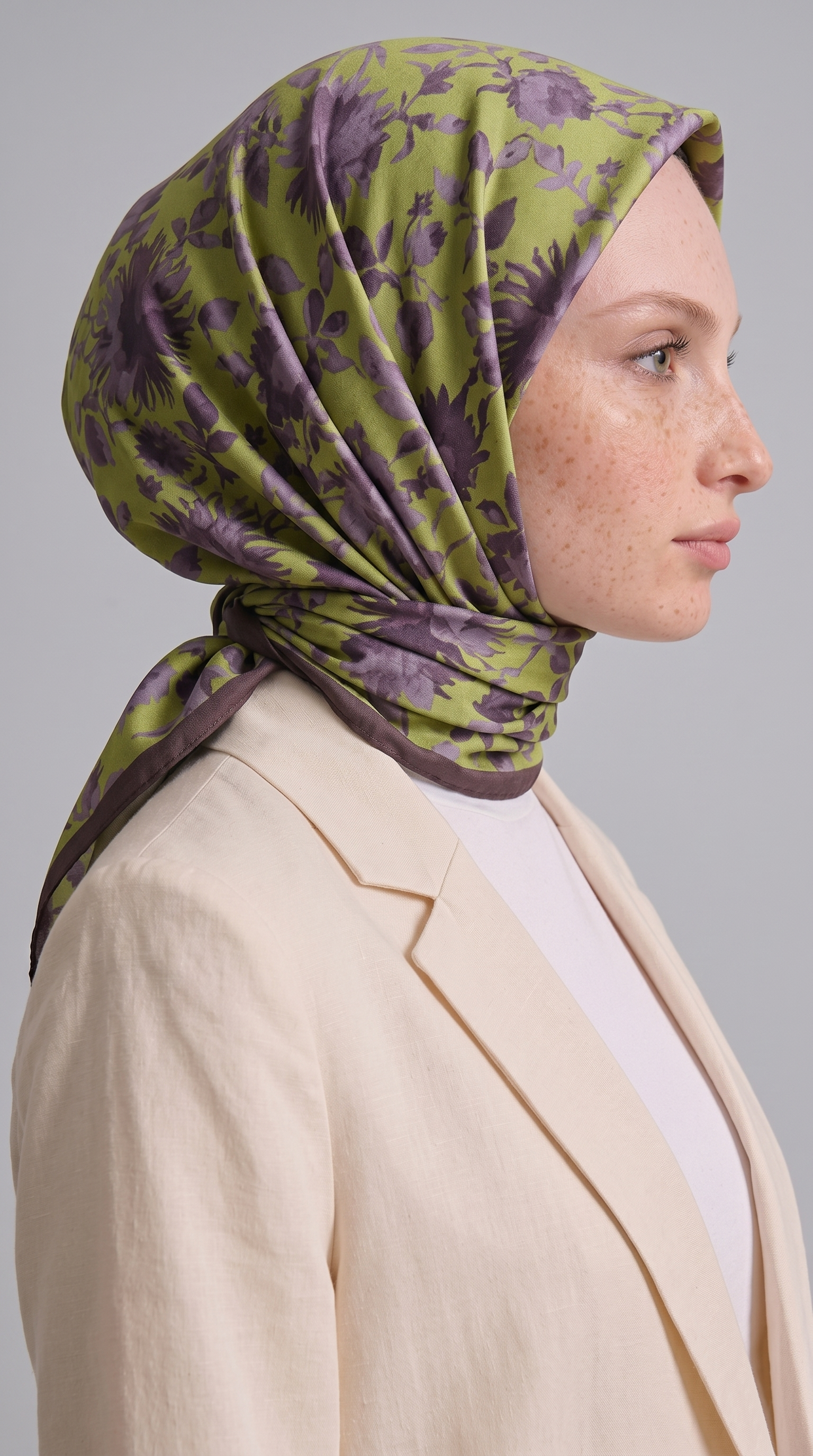 FLORA COTTON EŞARP - YEŞİL / KAHVERENGİ