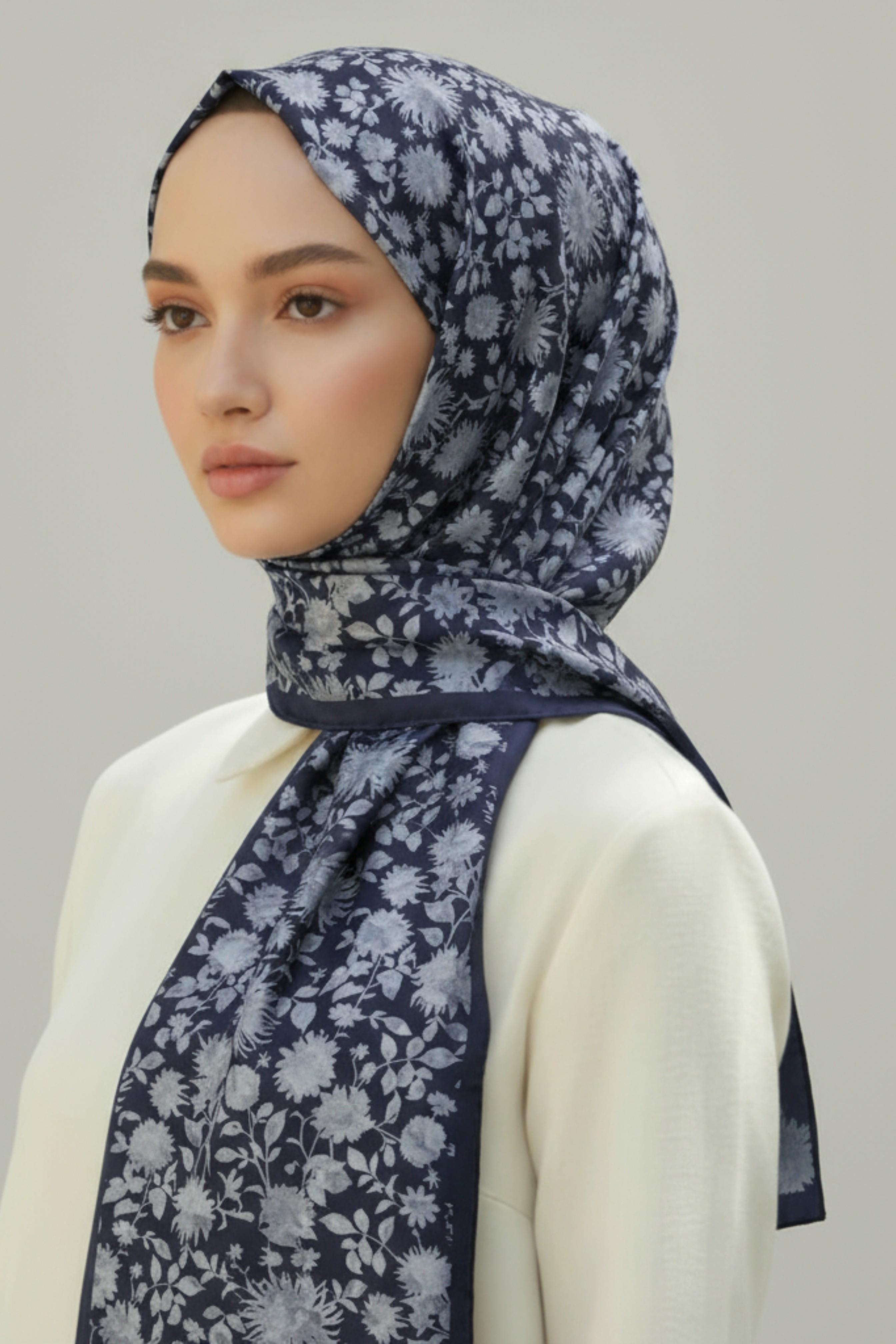 FLORA DOĞAL ELYAF ŞAL -  LACİVERT 