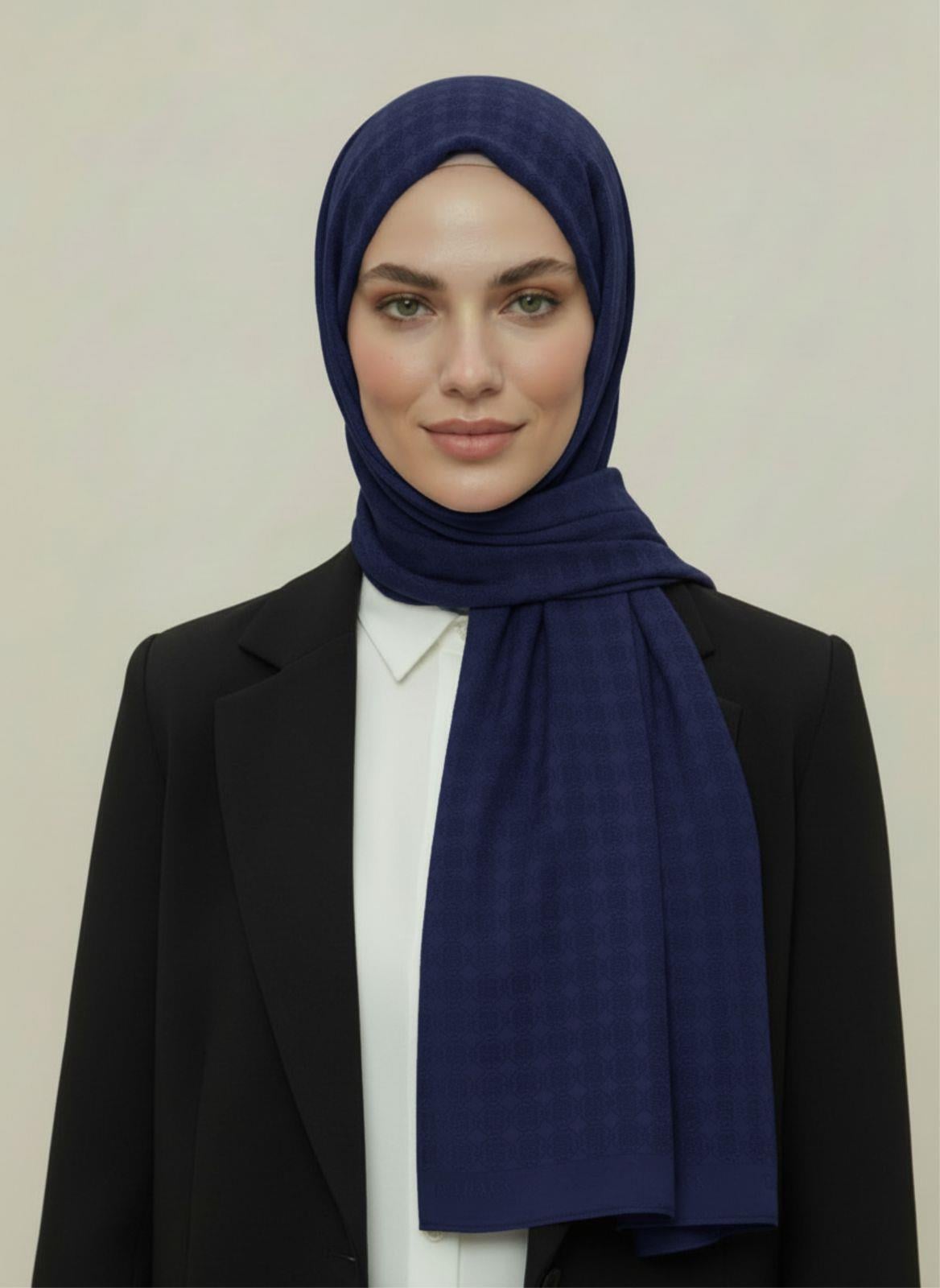 VERA DESENLİ MODAL  ŞAL  - LACİVERT 