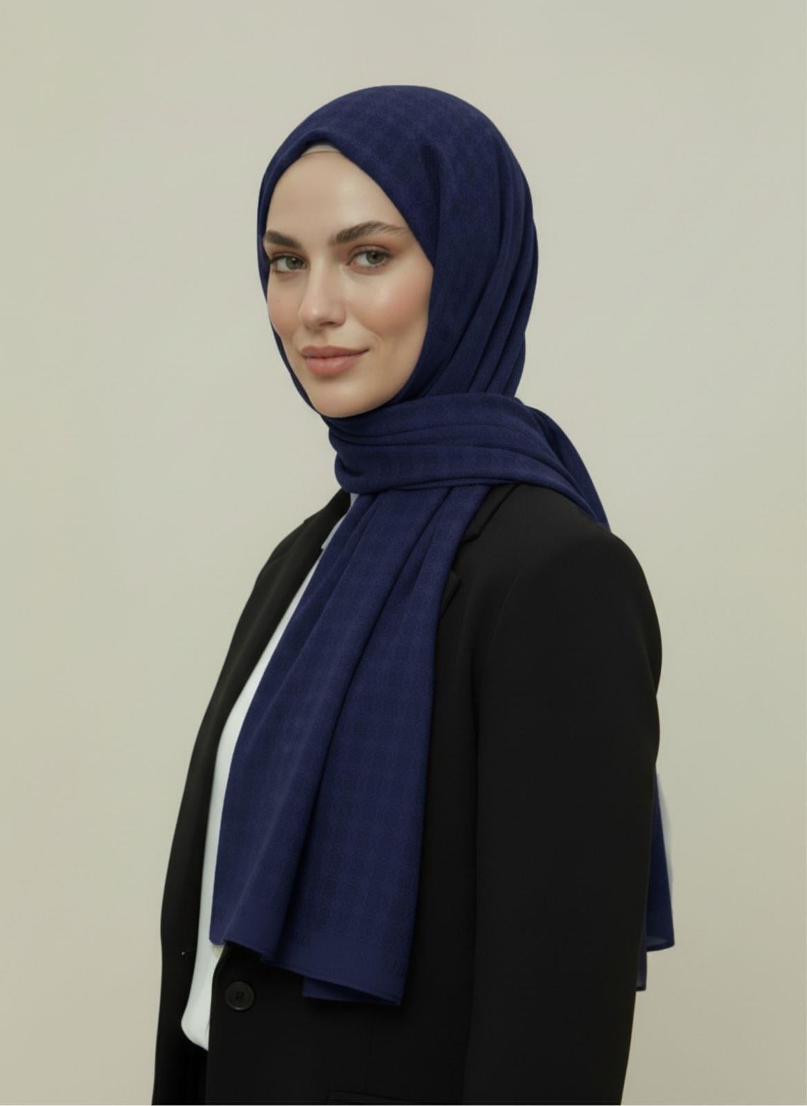 VERA DESENLİ MODAL  ŞAL  - LACİVERT 