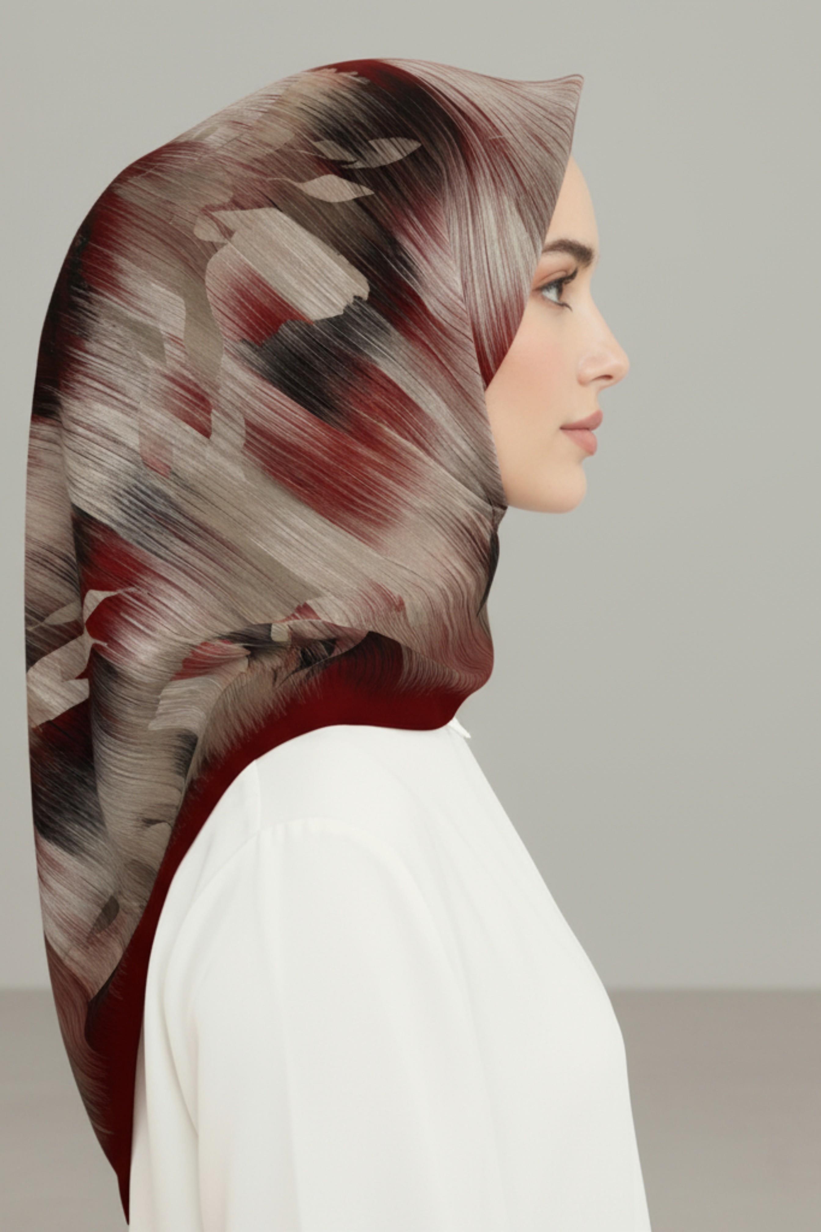 KARACA DESENLİ RAYON EŞARP - BORDO