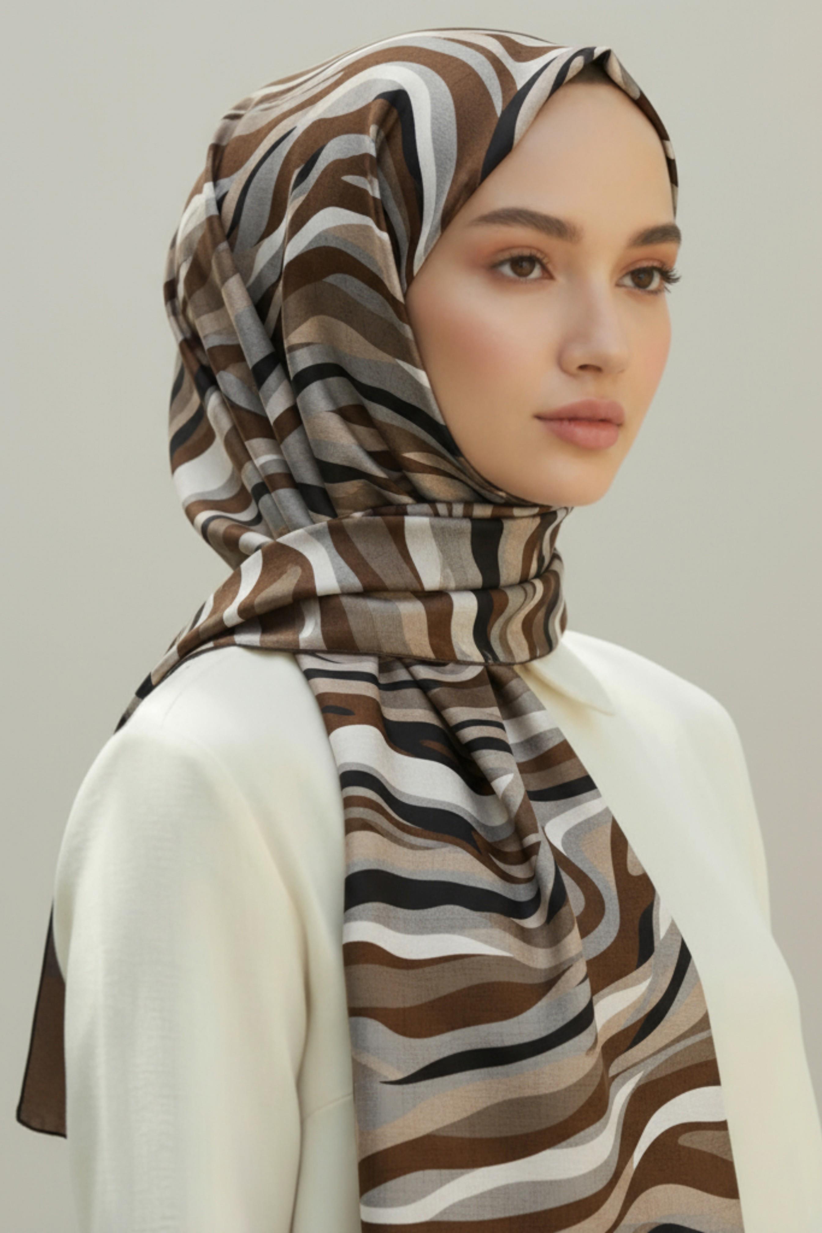 KARACA MODERN ZEBRA ŞAL -  KAHVERENGİ 