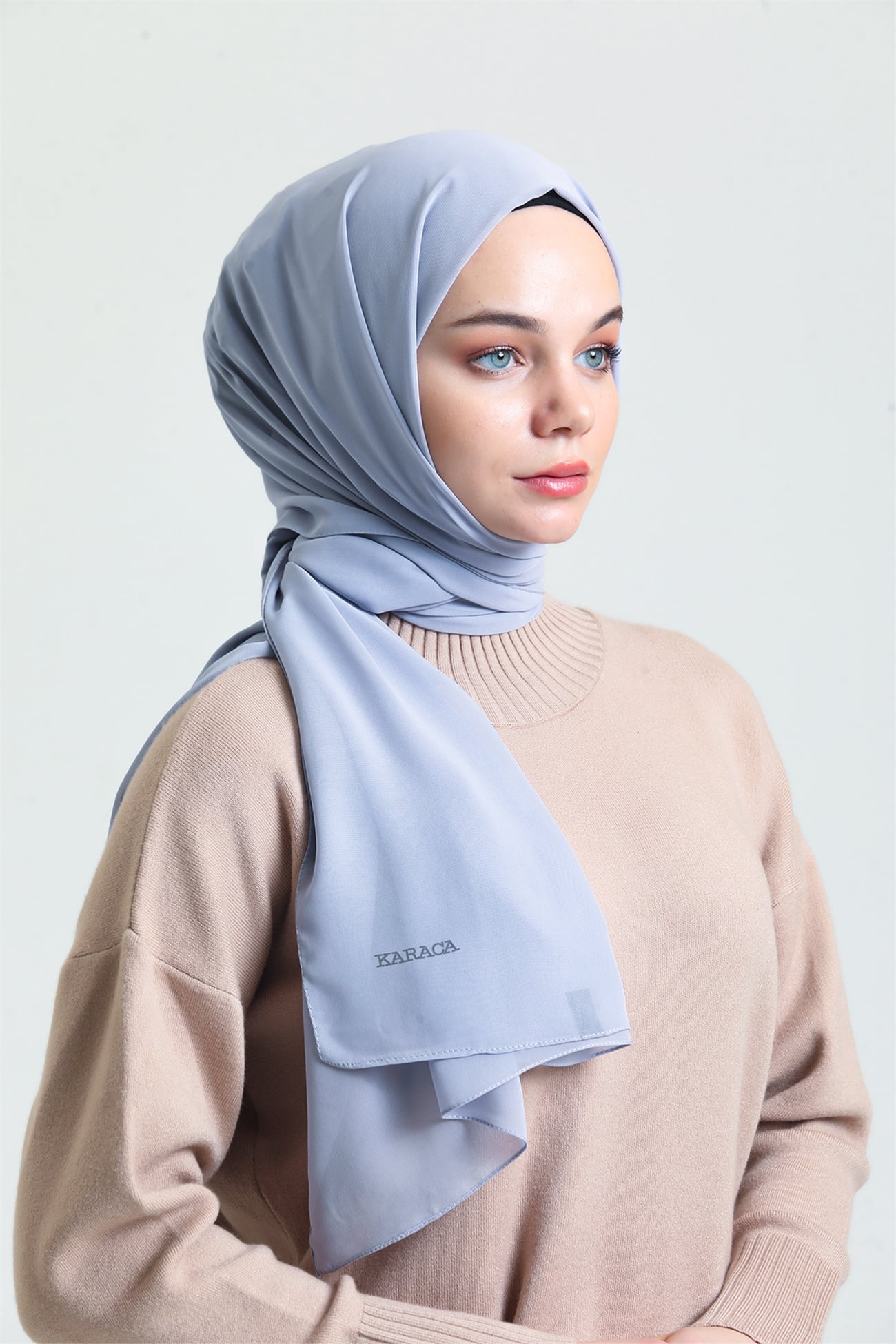 Karaca Nano Krep Şal - AÇIK GRİ